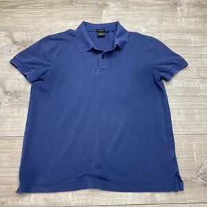 BOSS Hugo Boss Polo Shirt Mens Large Blue Pima Cotton Solid Casual Knit Top